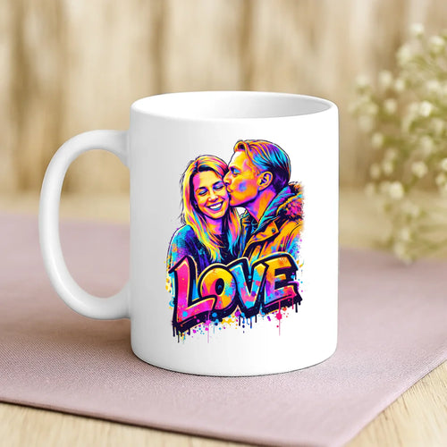 Personalisierte Tasse mit Streetart-Effekt für Paare Streetart Love – Motiv 2
