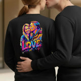 Personalisierter Sweater mit Graffiti-Effekt als Backprint für Paare Streetart Love – Motiv 4