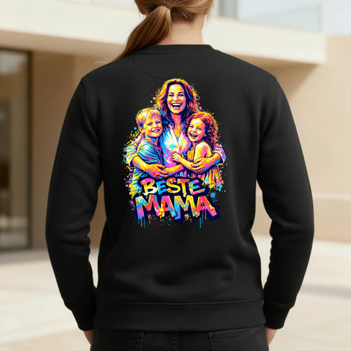 Personalisierter Sweater mit Graffiti-Effekt als Backprint für Mama Streetart für Mama