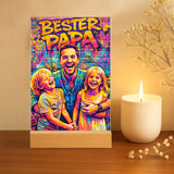 Personalisierter Acrylaufsteller mit Streetart-Effekt für Papa Streetart für Papa