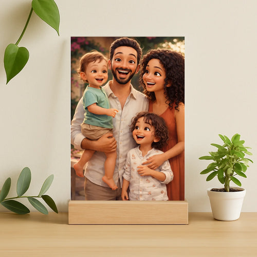 Personalisierter Acrylaufsteller mit Cartoon Effekt für Mama und Papa Cartoon Love Family – Motiv 2
