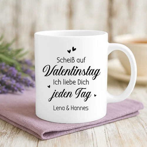Personalisierte Tasse mit Foto und Cartoon-Effekt für Paare zum Valentinstag Cartoon Love – Motiv 2