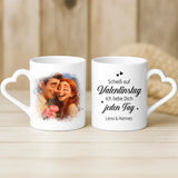 Personalisierte Tasse mit Foto und Cartoon-Effekt für Paare zum Valentinstag Cartoon Love – Motiv 4