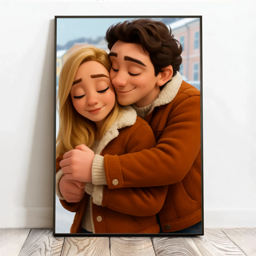 Personalisiertes Poster mit Cartoon 3D Effekt für Paare Cartoon Love – Motiv 2