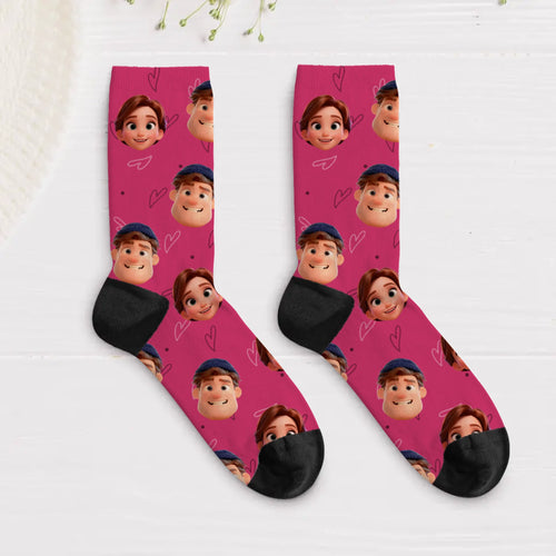 Personalisierte Socken mit euren Gesichtern im Cartoon Stil zum Valentinstag von Love & Faith