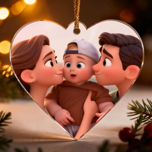Personalisiertes Acryl Ornament mit Foto im Cartoon Stil – Cartoon Love