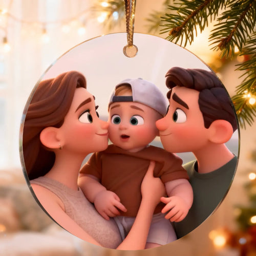 Personalisiertes Acryl Ornament mit Fotoupload und Cartoon Stil Cartoon Love – Motiv 2