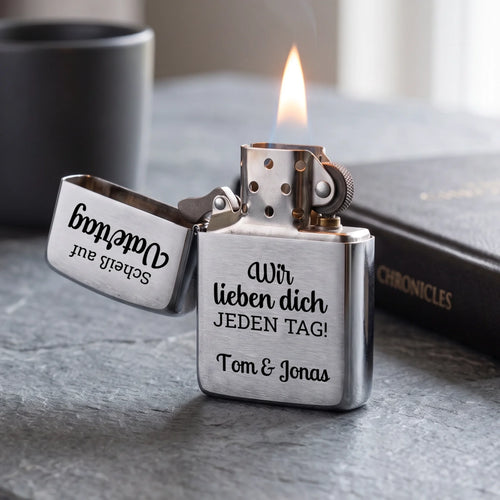 Personalisiertes Benzinfeuerzeug mit Gravur für Papa zum Vatertag Vatertag – Motiv 2