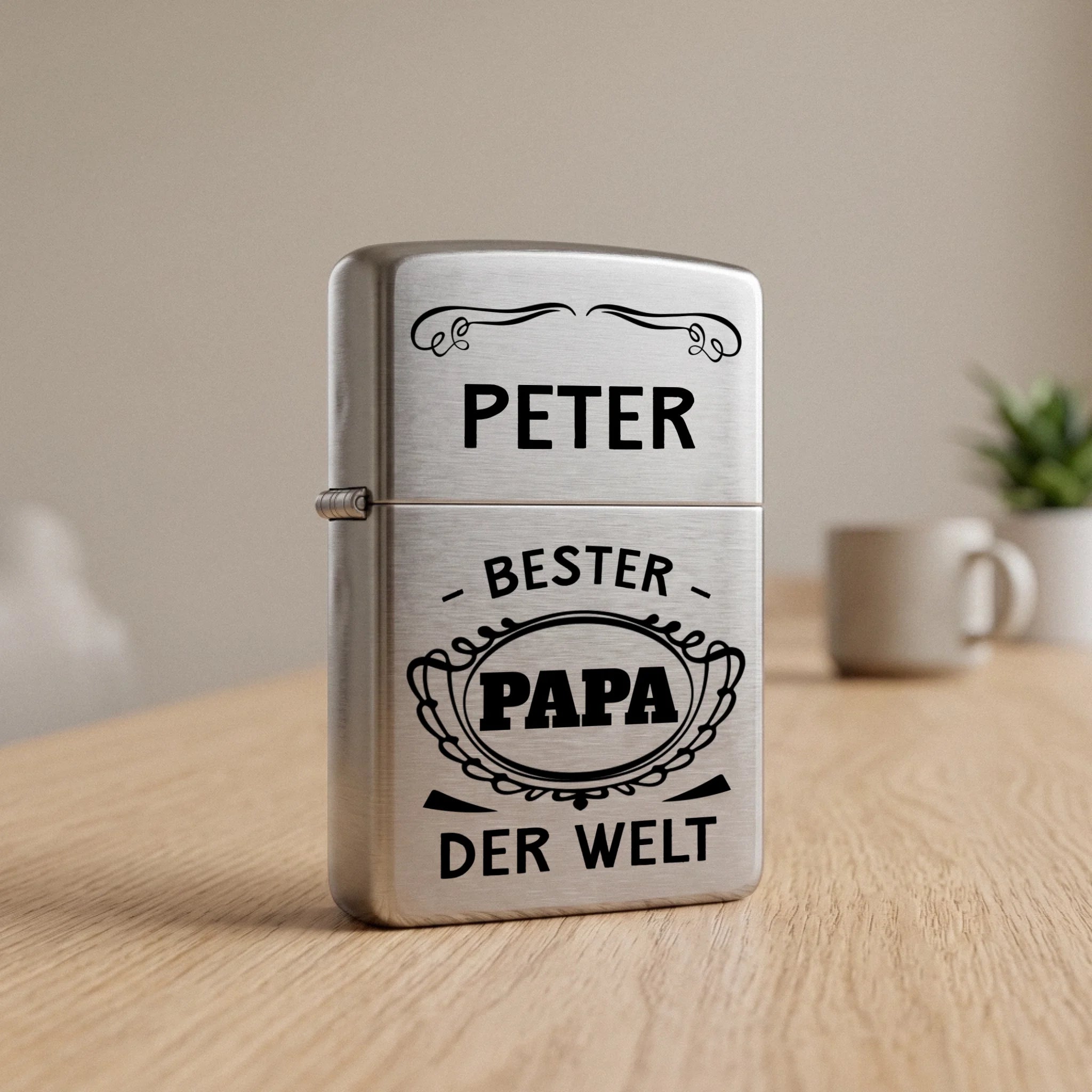 Personalisiertes Benzinfeuerzeug mit Gravur für Papa Bester Papa