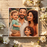 Personalisierte Deko-Fliese mit Foto für Papa – Cartoon Love Papa – Motiv 7