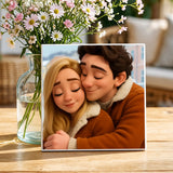 Personalisierte Deko-Fliese mit Foto zum Jahrestag – Cartoon Love