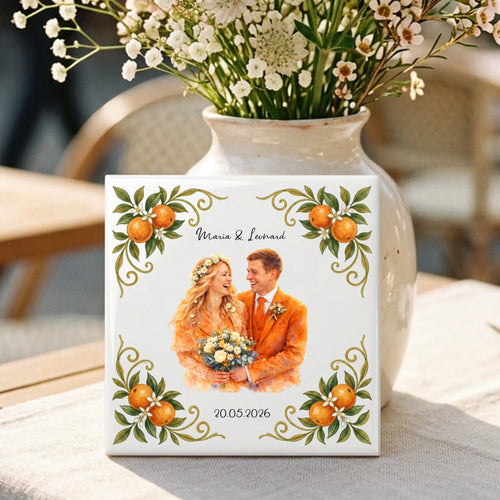 Personalisierte Deko-Fliese mit Foto für Paare Sommer Liebe – Motiv 2