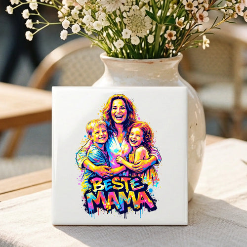 Personalisierte Deko-Fliese mit Foto für Mama Streetart-Design – Motiv 2