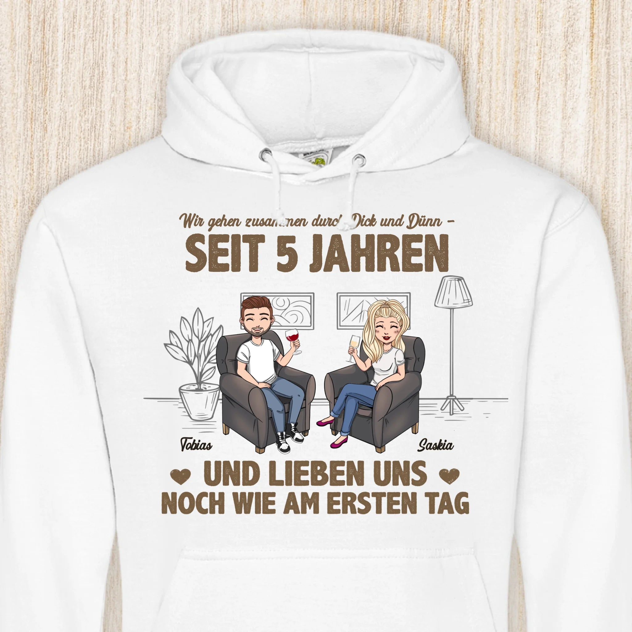 Personalisierter Hoodie mit Druck für Paare – Wie am ersten Tag