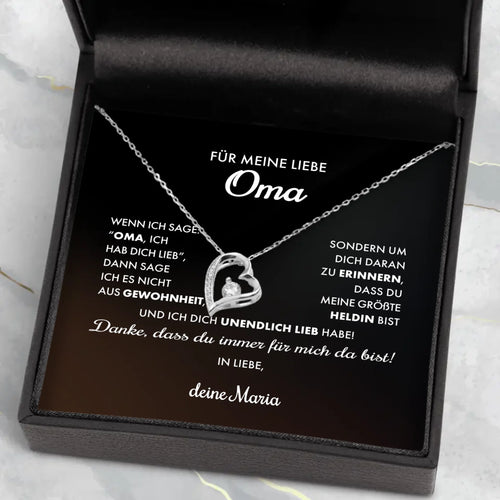 Liebe Oma - Kette mit individuellem Einleger für Oma in Geschenketui