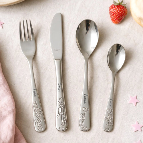 Personalisiertes Kinderbesteck mit Namen für Mädchen Prinzessin – Motiv 2
