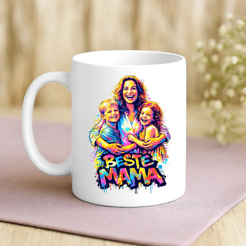 Weiße Tasse mit personalisiertem Spruch und Namen – individuelle Geschenkidee von Love & Faith