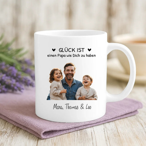 Weiße Tasse mit personalisiertem Spruch und Namen – individuelle Geschenkidee von Love & Faith
