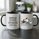 Personalisierte zweifarbige Tasse mit Foto für Papa & Opa – Jeden Tag