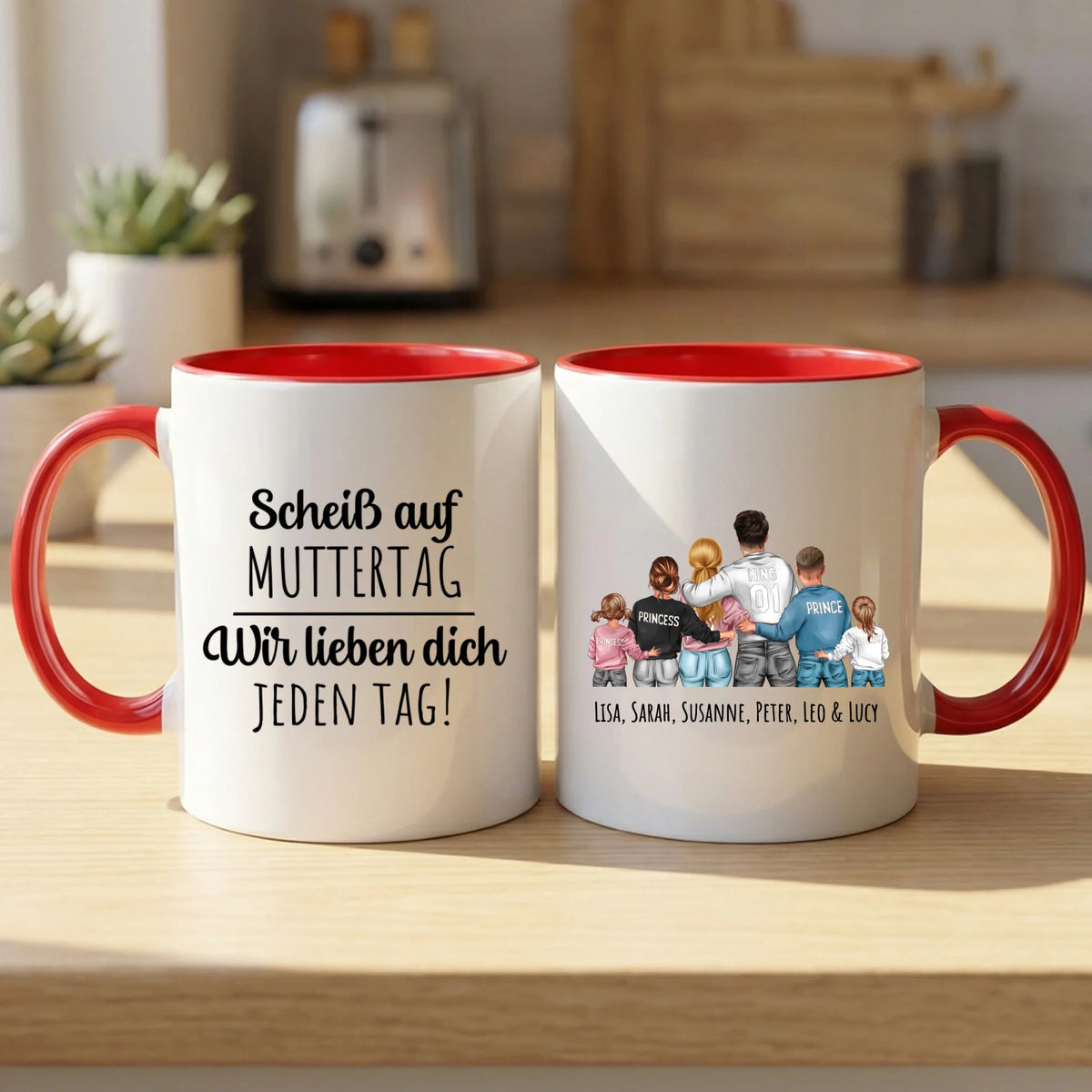 Personalisierte zweifarbige Tasse mit Rundumdruck für Mama & Oma – Jeden Tag – Motiv 4