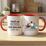 Personalisierte zweifarbige Tasse mit Rundumdruck für Mama & Oma – Jeden Tag – Motiv 4