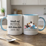 Personalisierte zweifarbige Tasse mit Rundumdruck für Mama & Oma – Jeden Tag – Motiv 7
