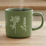 Personalisierte Tasse mit Gravur Geburtsblume und Name – Deine Blume – Motiv 4