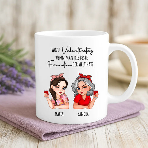 Personalisierte Tasse mit Druck zum Valentinstag für beste Freundinnen – Wahre Freundschaft