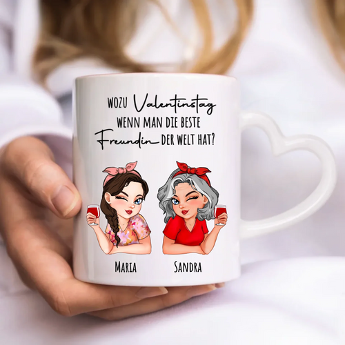 Personalisierte Tasse mit Druck zum Valentinstag für beste Freundinnen – Wahre Freundschaft – Motiv 2