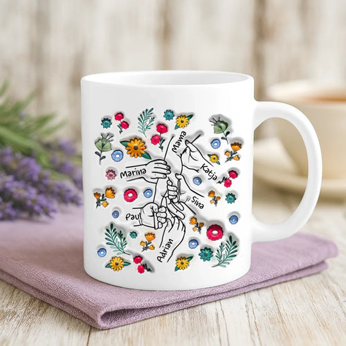 Weiße Tasse mit personalisiertem Spruch und Namen – individuelle Geschenkidee von Love & Faith