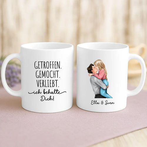 Weiße Tasse mit personalisiertem Spruch und Namen – individuelle Geschenkidee von Love & Faith