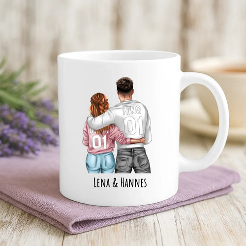 Weiße Tasse mit personalisiertem Spruch und Namen – individuelle Geschenkidee von Love & Faith