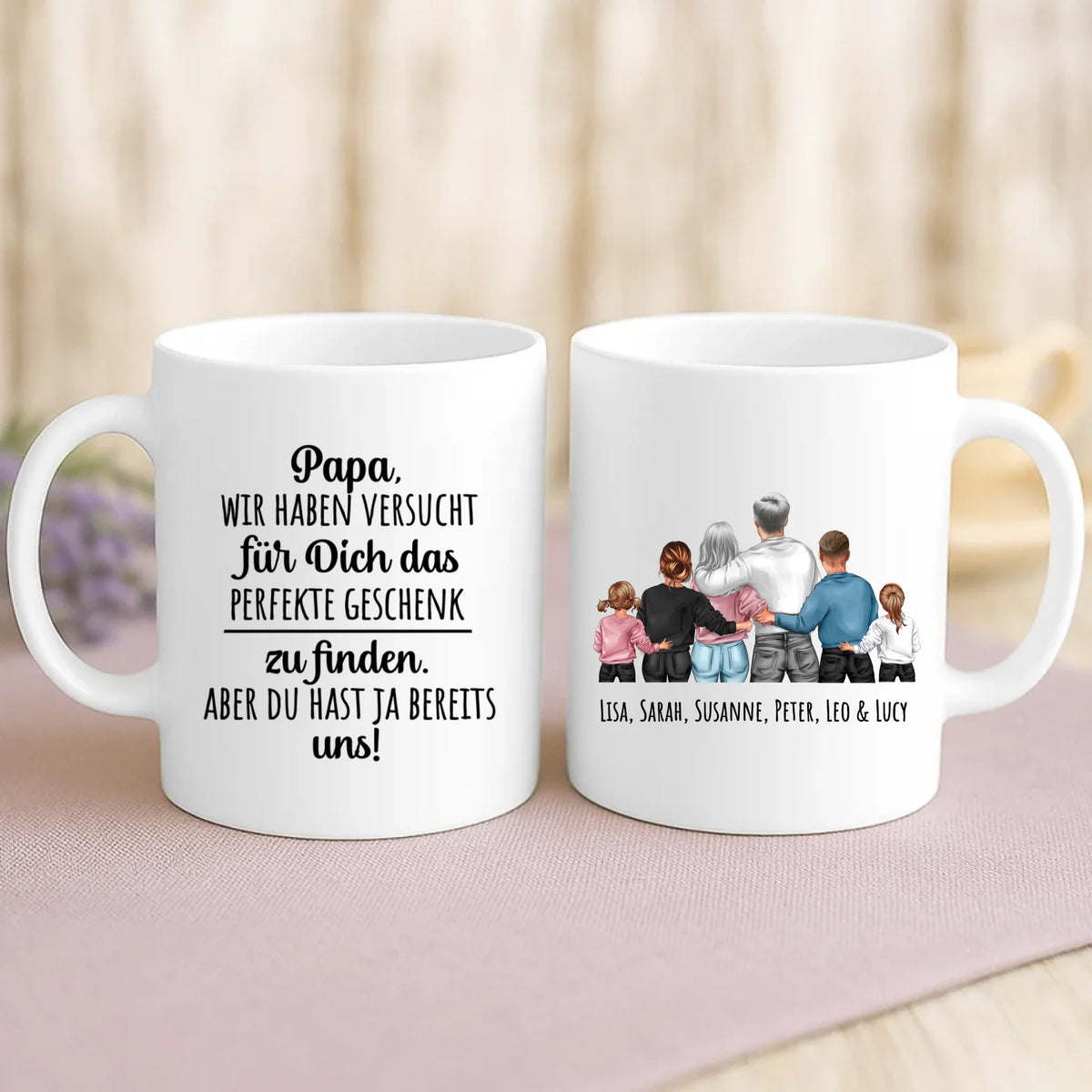 Personalisierte Tasse mit Druck für die Familie zu Weihnachten – Unser Weihnachten