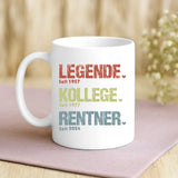 Personalisierte Tasse mit Druck für den Ruhestand – Legende, Kollege, Rentner – Motiv 3