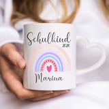 Personalisierte Tasse mit Druck zur Einschulung Regenbogen – Motiv 2
