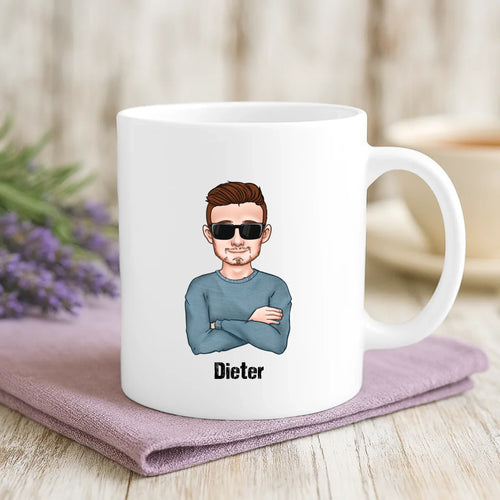 Weiße Tasse mit personalisiertem Spruch und Namen – individuelle Geschenkidee von Love & Faith