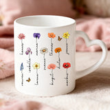 Personalisierte Blumen-Tasse mit Namen für Oma und Mama – Hier wächst Liebe – Motiv 5