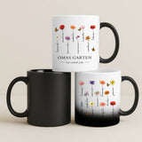 Personalisierte Blumen-Tasse mit Namen für Oma und Mama – Hier wächst Liebe – Motiv 7