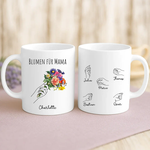 Weiße Tasse mit personalisiertem Spruch und Namen – individuelle Geschenkidee von Love & Faith