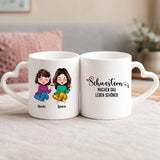 Weiße Tasse mit Herzhenkel und personalisiertem Namen – romantische Geschenkidee von Love & Faith
