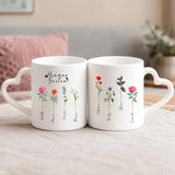 Weiße Tasse mit Herzhenkel und personalisiertem Namen – romantische Geschenkidee von Love & Faith
