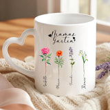 Weiße Tasse mit Herzhenkel und personalisiertem Namen – romantische Geschenkidee von Love & Faith