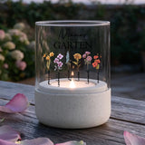 Personalisiertes Windlicht mit Namen und Blumen für Mama und Oma – Motiv 4