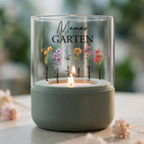 Personalisiertes Windlicht mit Namen und Blumen für Mama und Oma – Motiv 6