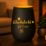 Personalisiertes Windlicht mit Gravur zum Geburtstag – Glückslicht – Motiv 2