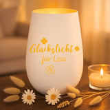 Personalisiertes Windlicht mit Gravur zum Geburtstag – Glückslicht – Motiv 3