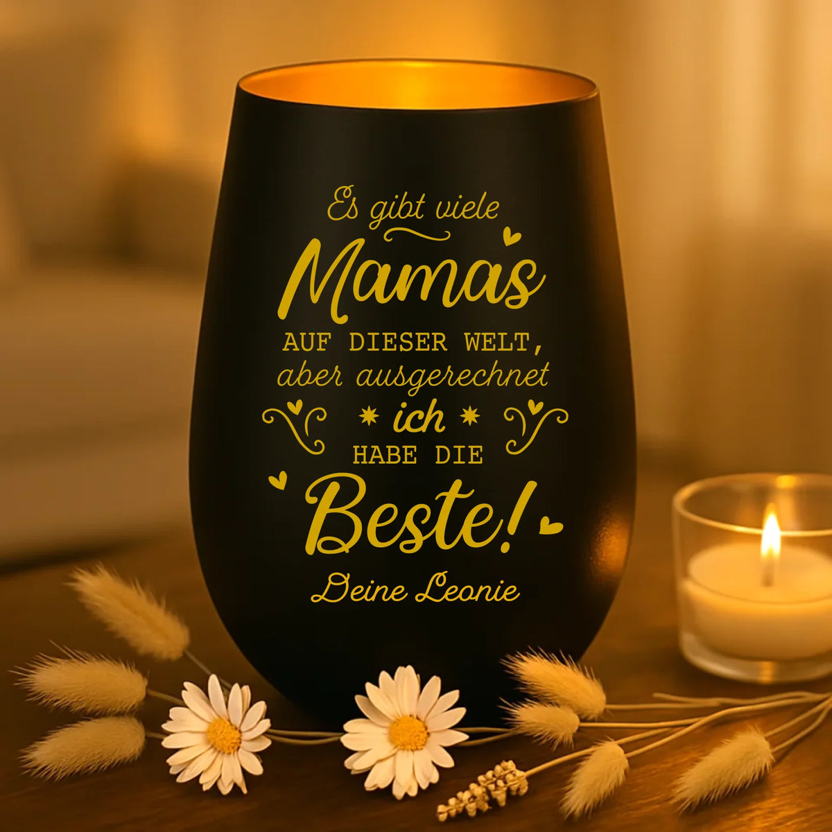 Personalisiertes Windlicht Ausgerechnet mit Gravur für Mama & Papa