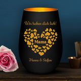 Personalisiertes Windlicht mit Gravur für Mama & Papa – Mamas Herz – Motiv 3
