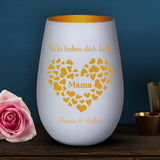 Personalisiertes Windlicht mit Gravur für Mama & Papa – Mamas Herz – Motiv 6