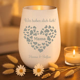 Personalisiertes Windlicht mit Gravur für Mama & Papa – Mamas Herz – Motiv 10